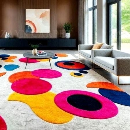 Handcrafted Colorful Circle Pattern Living Room Rug